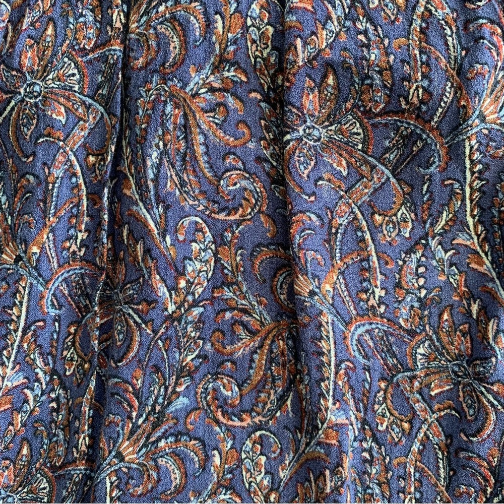 LUCKY‎ BRAND Women’s Blouse Purple Floral Scroll Pheasant Long Sleeve V-Neck L - Picture 7 of 11